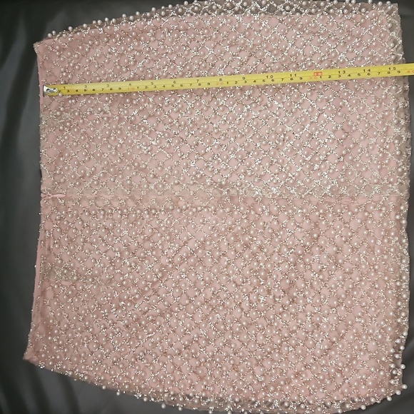 Y2k Handcrafted Pearl Details Stretchy Fabric Stealth Mini Formal Skirt Sz M - Picture 6 of 12